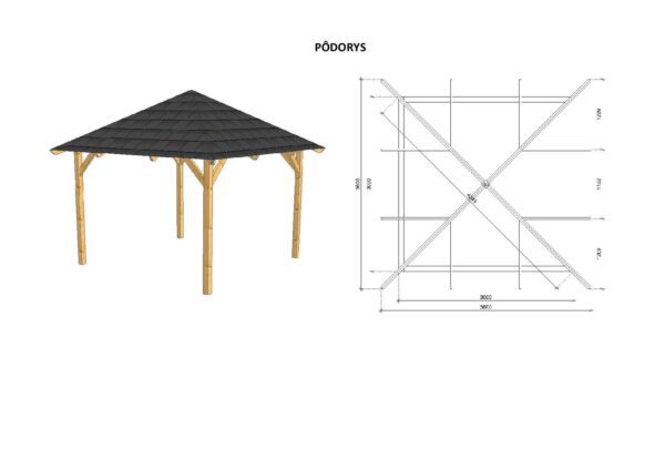 Altánek 4-stranný 300cm (bez zábradlí) - Image 3